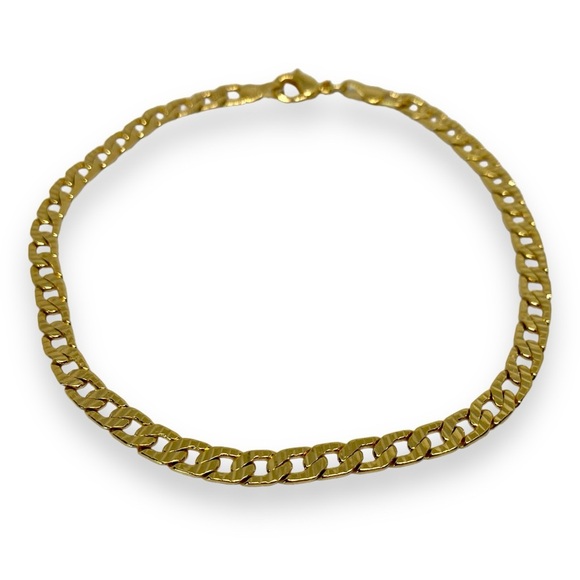 Flat Diamond Cut Curb Chain Anklet 3/16” Wide 18k Brazilian Gold Filled 10” Long - Picture 5 of 5